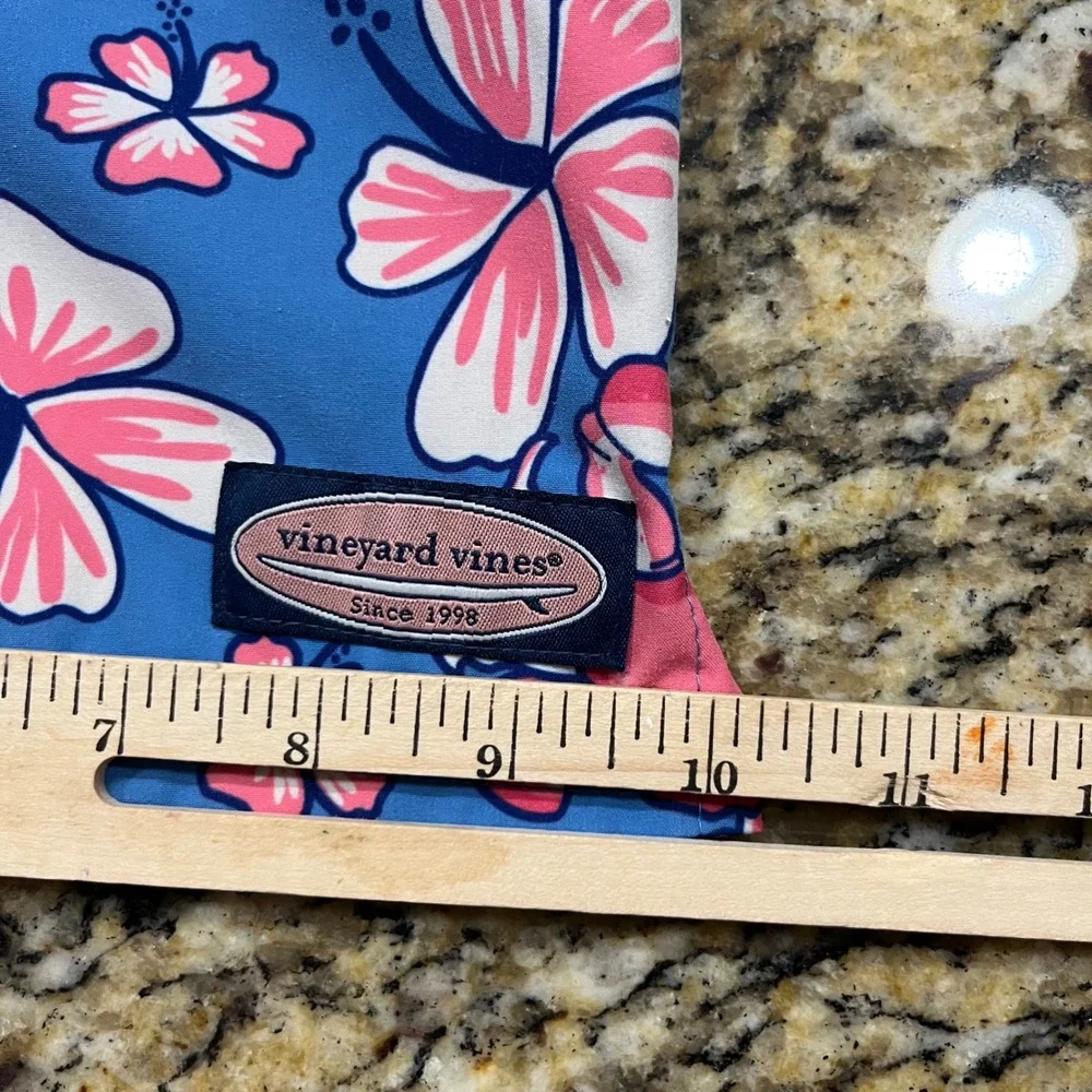 Vineyard Vines Mens Blue Pink Crab Hibiscus Floral Swim Trunks Board Shorts S